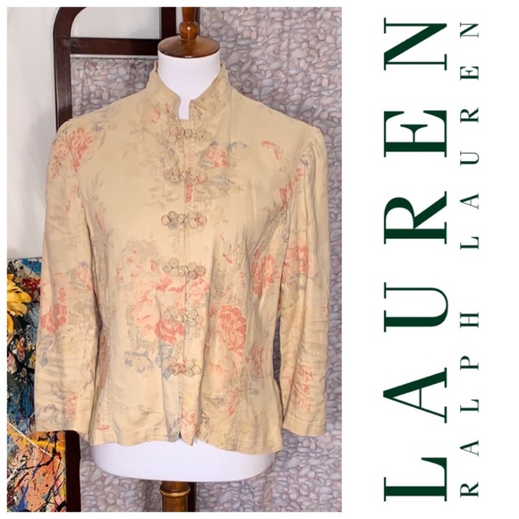 Lauren Ralph Lauren Tops - 🧡Host Pick🧡 Lauren by Ralph Lauren tan linen floral imprinted blouse.